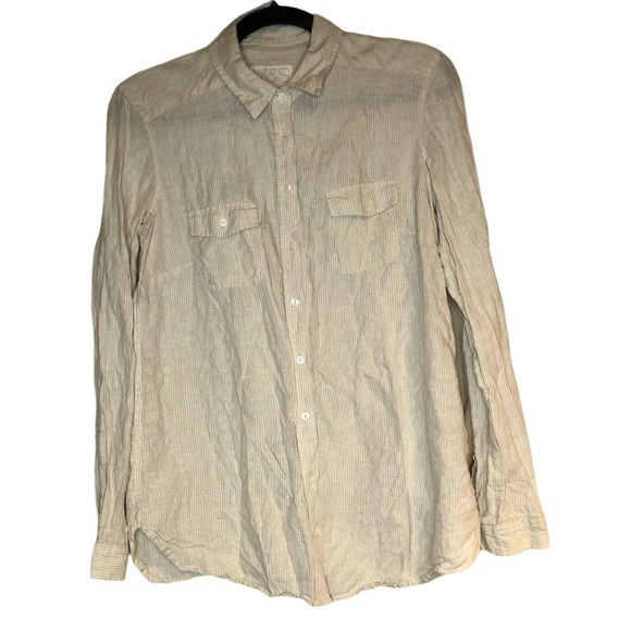 M & S linen pin stripe button up - Picture 2 of 3